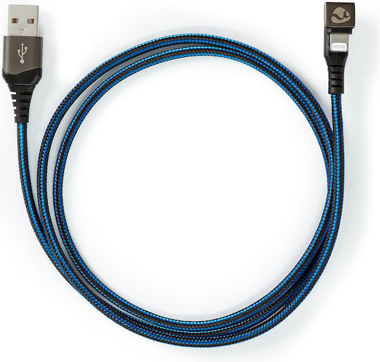 Nedis Lightning USB-A Плетен Кабел 1м 180° Конектор Игра Син