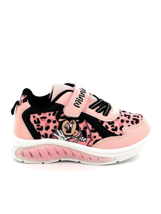 Minnie Παιδικά Sneakers με Σκρατς & Φωτάκια Ροζ