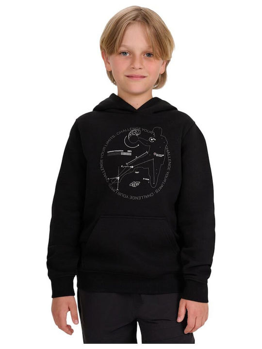 Kids Sweatshirt with Hood and Pockets Black
