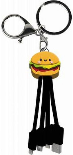 Yello Koko Andy USB A Micro USB USB C Lightning 3-в-1 кабел 0.15m Бургер Черно Жълто