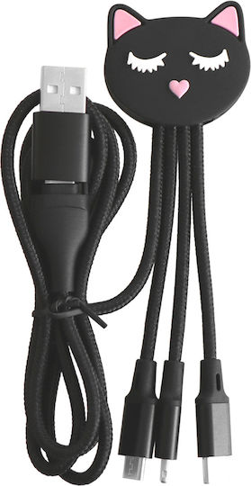 Yello Koko 5-in-1 Andy Xxl USB-A-C Micro-USB-USB-C-Blitzschlag-Kabel 1m Kategorie Schwarz