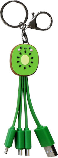 Yello Koko 3 in 1 USB A Micro USB USB C Lightning Cable 0.15m Kiwi Green