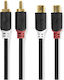 Nedis Audio Cable Double Rca Male To Double Rca Female 2m Charcoal-grey