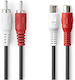Nedis Stereo Audio Cable 2x RCA Male to 2x RCA Female 2m Stable Connection Black