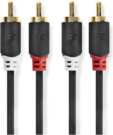 Nedis Audio Cable Double Rca Male To Double Rca Male 0,5m Charcoal-grey