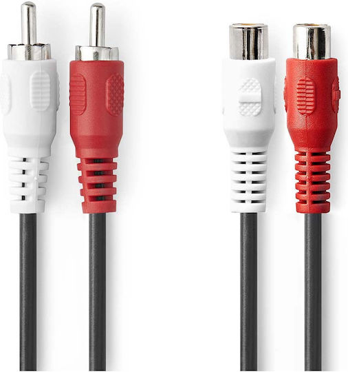 Nedis Аудио Стерео Кабел 2x RCA Мъжки Към Женски 5м Стабилна Връзка Черен