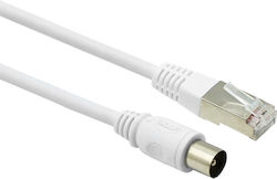 Force Power Tv Kabel Koaxial 9,52mm Ethernet Rj45 Cat8 Männlich Männlich 2m Weiß