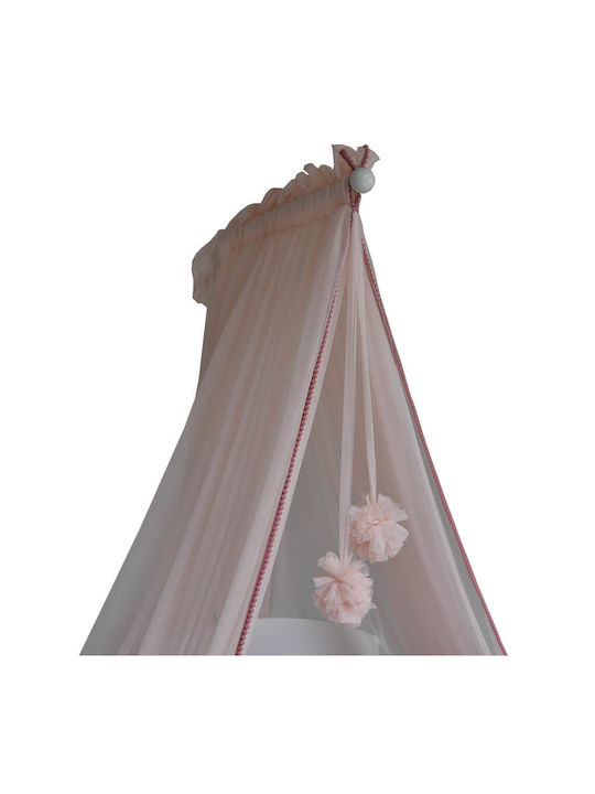 Baby Star Mosquito Net Crib Pom-Pom Cotton 603-185 Pink
