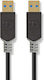 Nedis USB 3.2 Gen 1 USB-A Male to USB-A Male 5 Gbps 2m Cable Black Gold