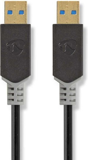 Nedis USB 3.2 Gen 1 USB-A Male to USB-A Male 5 Gbps 2m Cable Black Gold