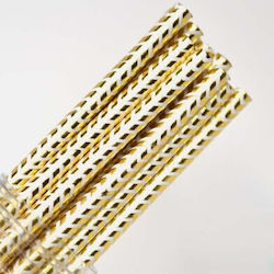 Paper Straws Sevron Gold Metallic