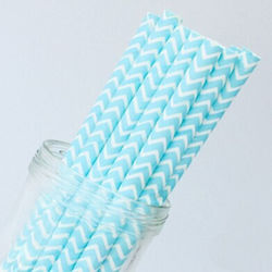 Paper Straws Sevron Light Blue