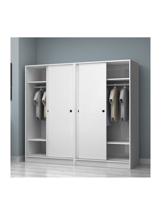 Four Door Wardrobe Sliding Regio White 200x60x1...