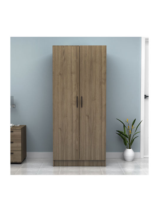 Double Door Wardrobe Vivian Walnut 80x51.8x181cm