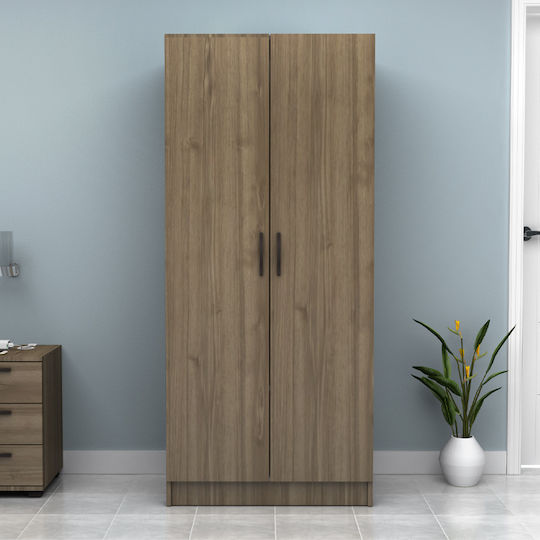 Double Door Wardrobe Vivian Walnut 80x51.8x181cm