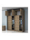 Vier Türen Kleiderschrank Schieben Regio mit Aufsatz Walnut 200x60x240cm