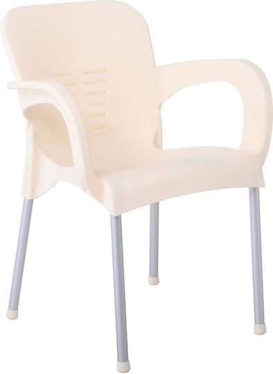 Gartenstühle Polypropylen Lara-ii Silber, Creme 60x59x81cm