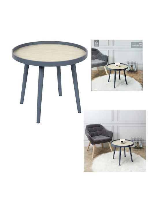 Masă Laterală Rotundă Din Lemn Gri L50xL50xÎ43.5cm
