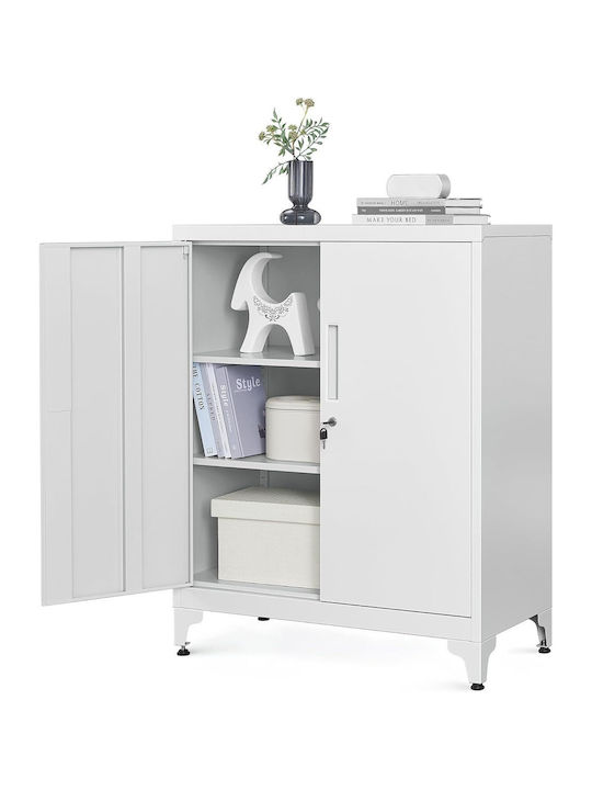 Cabinet de Birou Metalic cu încuietoare în Culoare Gri, 40x80x90cm