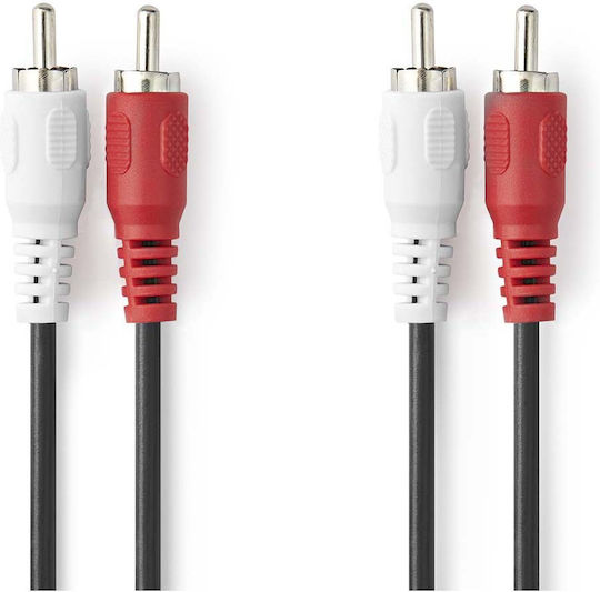 Nedis Cablu Audio Stereo 2 RCA Masculin La Masculin 3m Conexiune Stabilă Negru