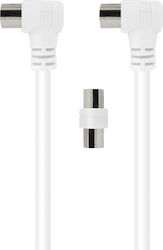 Force Power Tv Cable Coaxial 9.52mm Angled Male Female 2m Adapter Male Male White