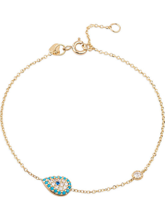 George Art Jewels Women's Bracelet with design Eye made of Gold 9K with Zircon