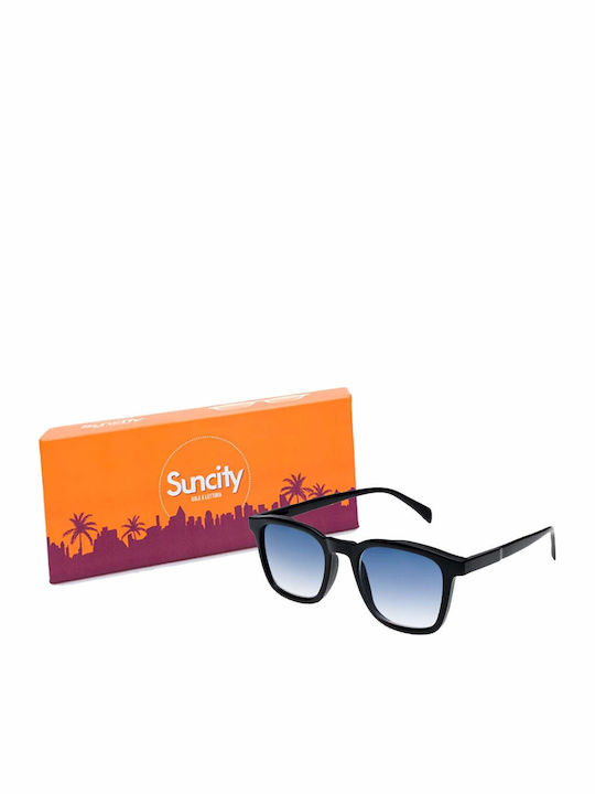 Contacta Men's Sunglasses with Black Plastic Frame and Blue Gradient Lens
