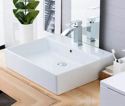 Roza Countertop Sink Porcelain with Faucet 45x31x13cm White
