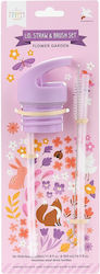 A Little Lovely Company Spare Set Lid Straw & Brush Flower Garden