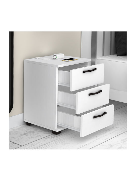 Bedside Table Roco Roco Wooden White 40x39x57cm...