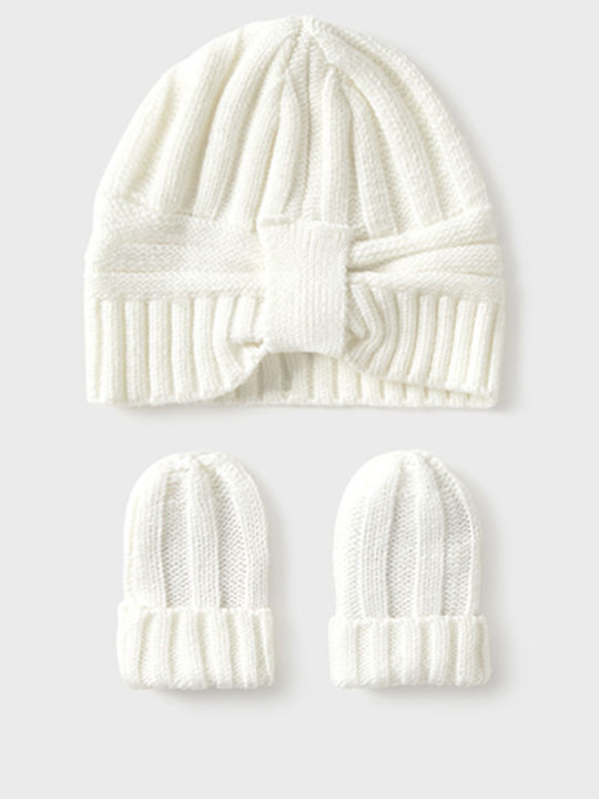 Mayoral Kinder Mütze Set Gestrickt Beige