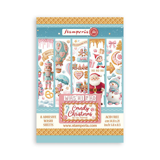 Αυτοκόλλητα Washi Pad A5 8 Φύλλα Candy Christmas Stamperia