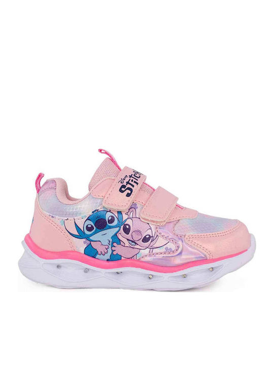 Stitch Kids Sneakers with Scratch & Lights Pink