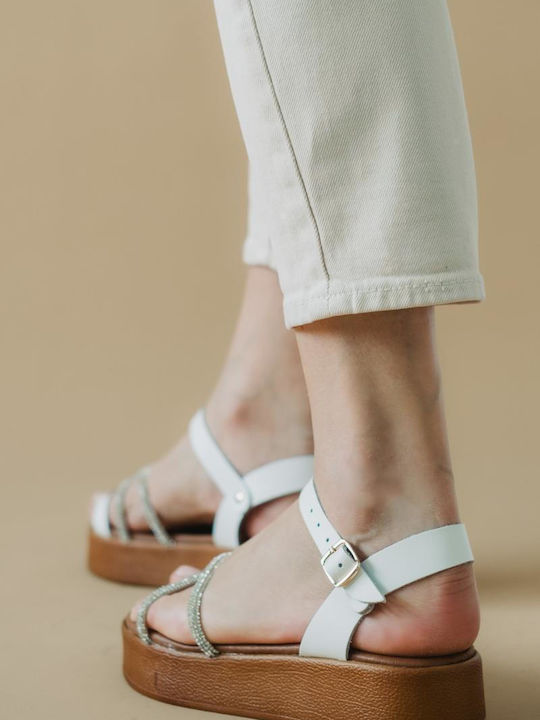 Γυναικεία Σανδάλια Flatforms Λευκά