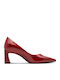 Patent Leather Pointed Toe Red Medium Heels