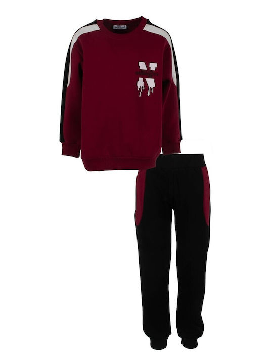 Nek Kids Wear Kids Sweatpants Set Bordeaux 2pcs