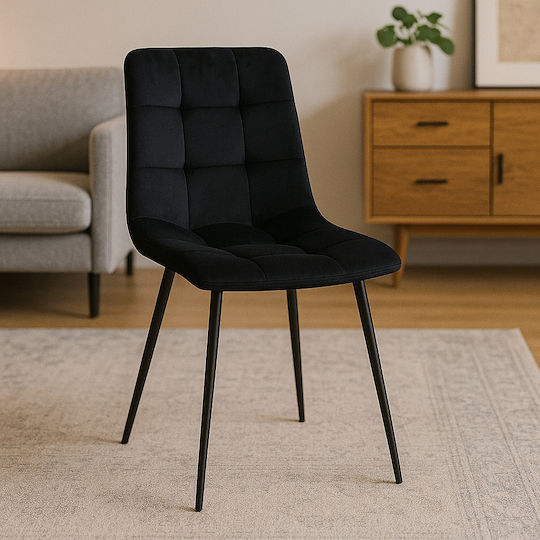 Scaune Sala de mese Catifelate Negru 1buc 44x54x89buc