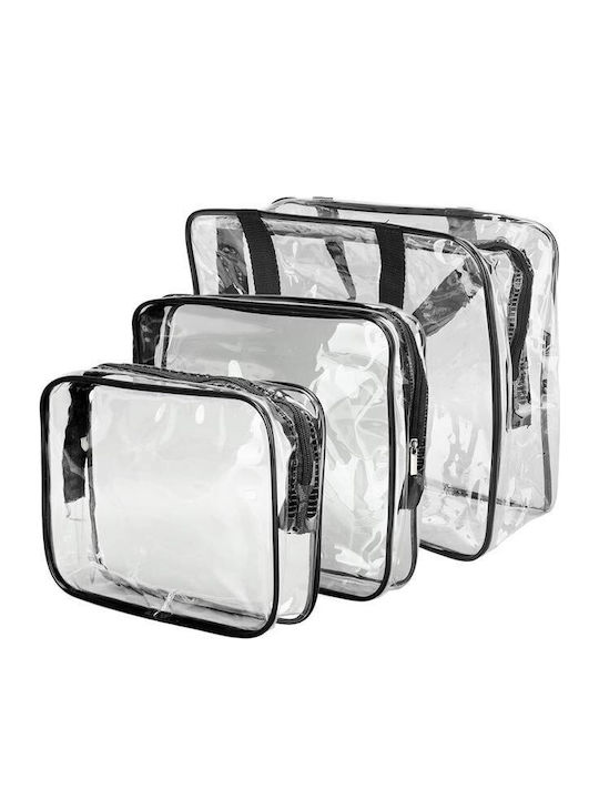 Set of Transparent Travel Toiletry Cosmetic Bags 3 Pieces Aria Trade