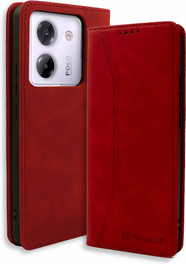 Bodycell Book Δερματίνης / Δερμάτινο Κόκκινο (Poco M7 Pro)