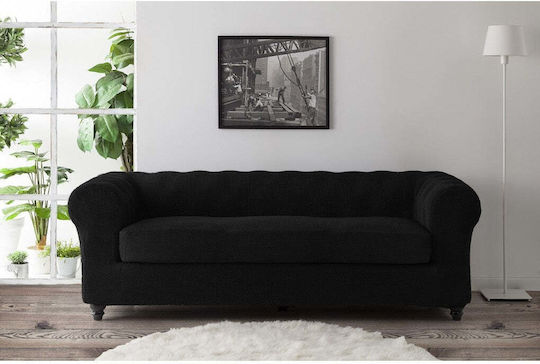 Sofazip Chesterfield Elastische Abdeckung für Sessel Black 1Stück SZCHSPTNEGRU