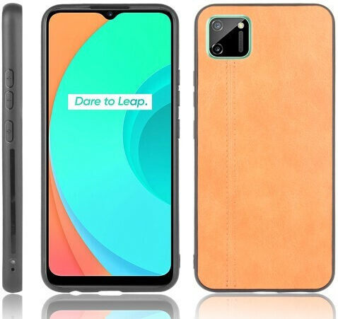 Coating View Back Cover Synthetic Leather / Plastic Yellow (Realme C11)