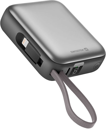 Swissten Power Bank 10000mAh 22.5W με Θύρα USB-C Power Delivery Ασημί