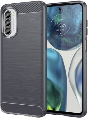 Carbon Fiber Brushed Back Cover Σιλικόνης Μαύρο (Moto G52)
