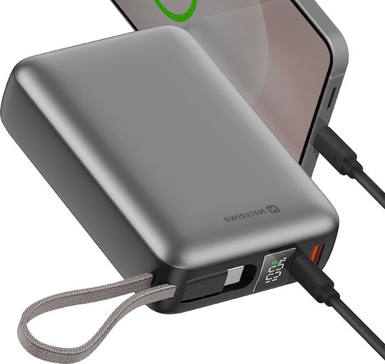 Swissten Space Power Bank 20000mAh 45W With USB-A Output Port And USB-C Output Port Power Delivery Silver