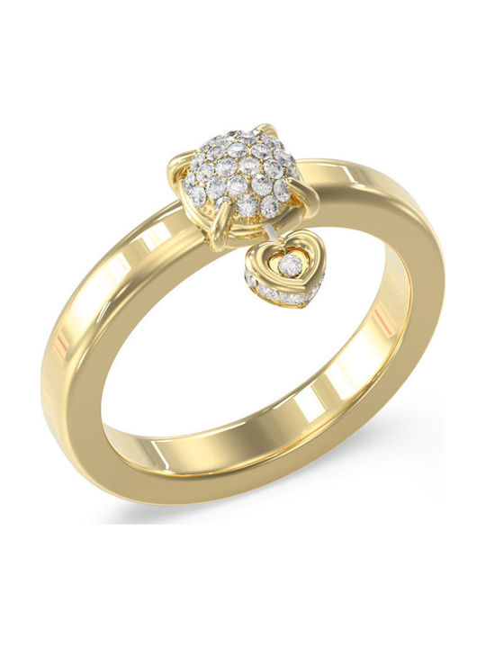 Guess Ring with Stones made of Steel Gold Plated