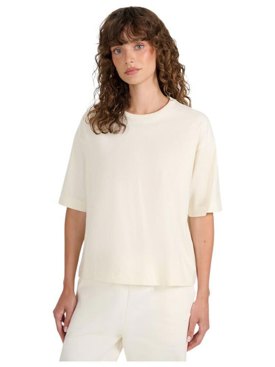 Damen Bluse Baumwolle Kurzärmelig Ecru