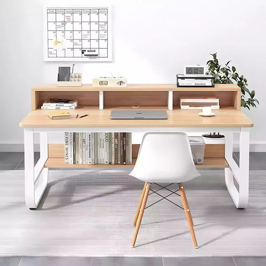 Γραφείο Evrepy 100x60x73εκ. Oak-λευκό Μέταλλο