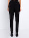 Damen Stoff Hose in Geradem Schnitt Black