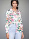 Women's Denim Floral Long Sleeve Shirt White