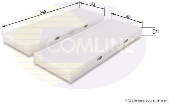Cabin Filter Citroen-Peugeot Pack of 2 Pcs Ekf38920 Comline Ekf3892-10267
